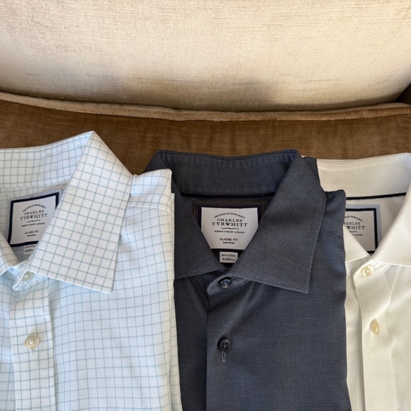 3 - Charles Tyrwhitt Mens Sz 16.5/35 Dress Shirt Classic Fit - Blue, White - Picture 3 of 16